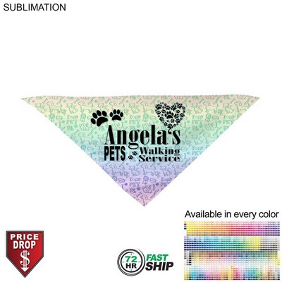 72 Hr Fast Ship - Medium Dog Bandana, Stitched Edges, Sublimated Edge to Edge (19"x19"x27")